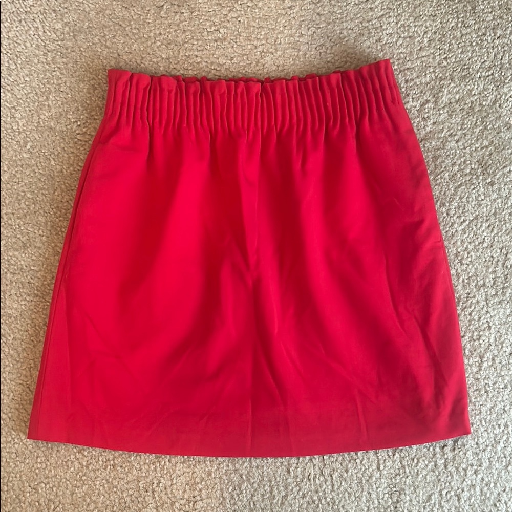 J. Crew Red Smocked Mini Skirt Casual